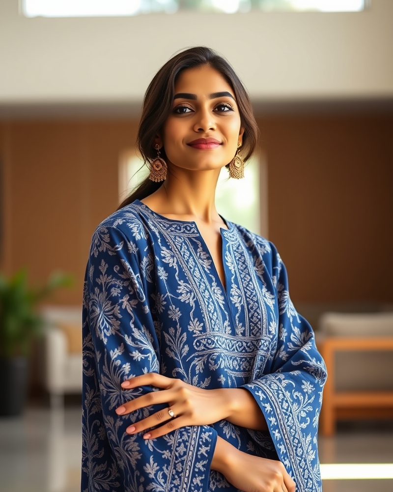 Block Print Rayon Kurta Set