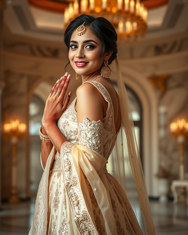 Champagne Gold Bridal Lehenga Ensemble