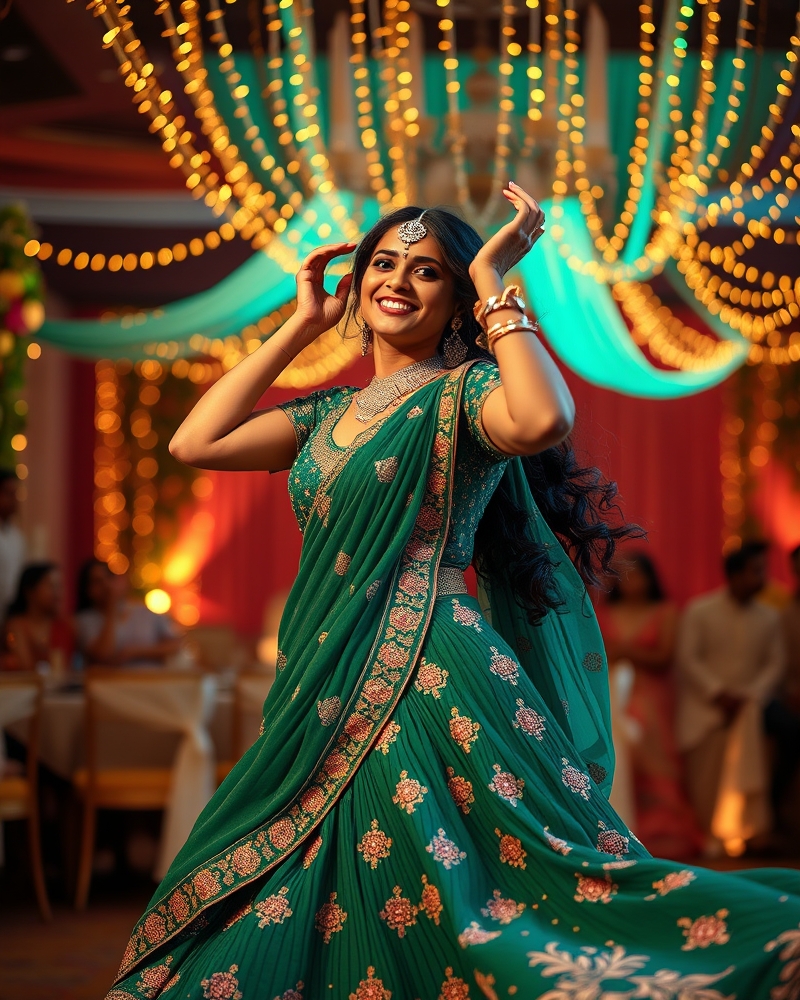 Emerald Green Sangeet Lehenga