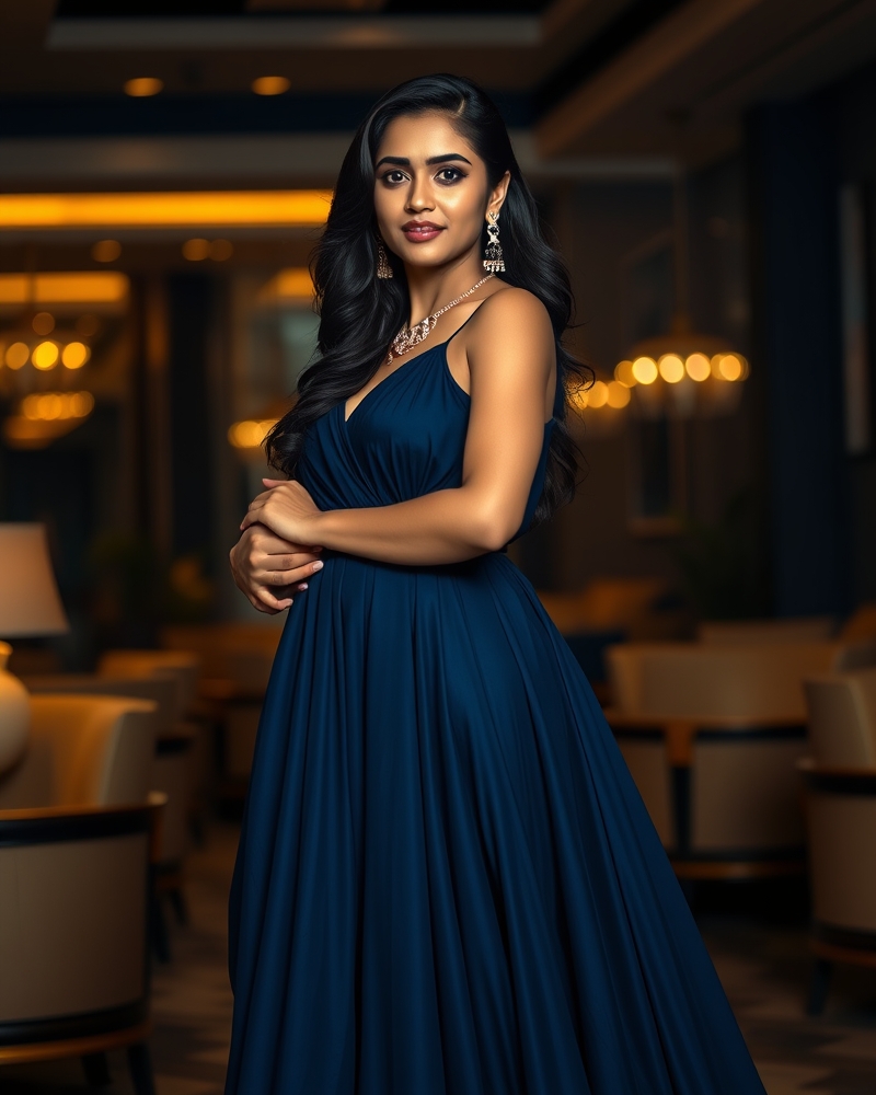 Navy Blue Floor-Length Anarkali